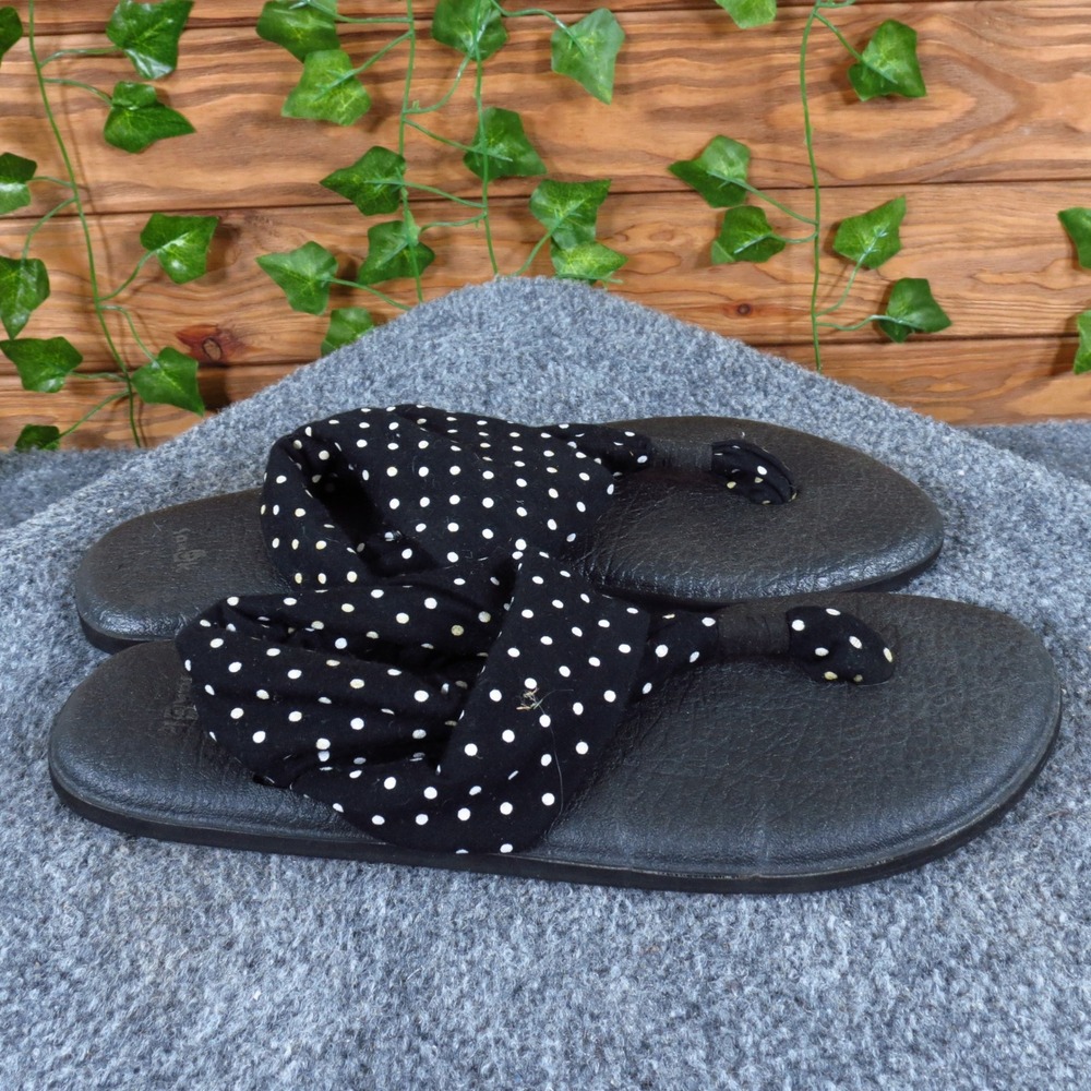 Sanuk Yoga Sling 2 Women Sandal Size 10 Casual Comfort Black White Polka Dot - Picture 3 of 6